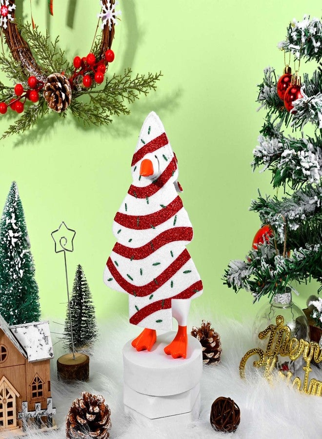 JcHrmers Christmas Mini Desk Goose Outfit 7 Inch Silly Goose Statue Costume Christmas Tree Cake Table Key Holder Decor Xmas Cake Outfit for Magnetic Goose Statue - Image 4